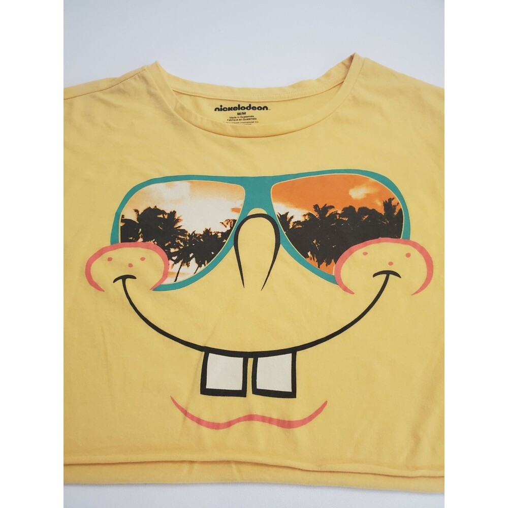 Nickelodeon Spongebob Women's Short Sleeve Crop Top, Yellow, M